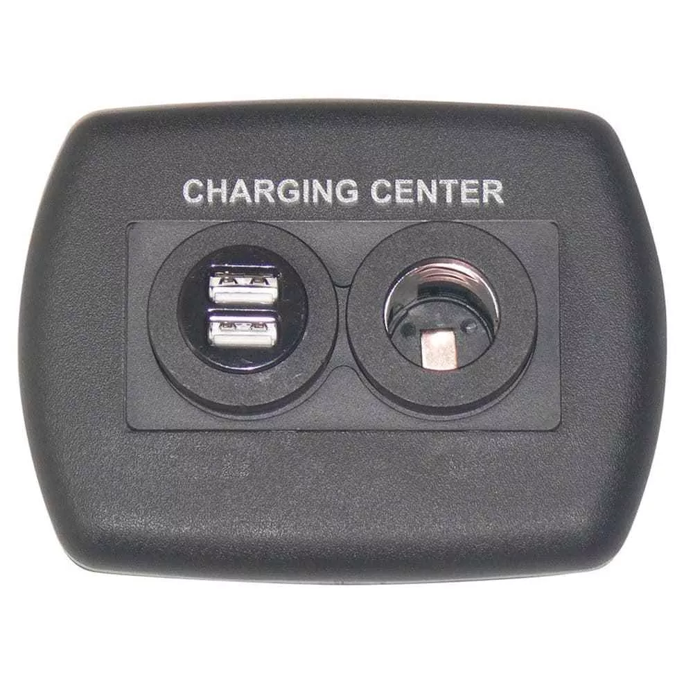 USB/12V Charger Wallplate Black