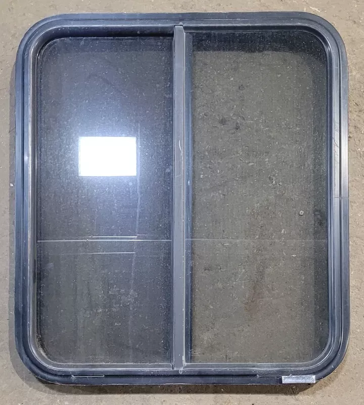 Used Black Radius Opening Window : 25 1/2 ” W x 28 1/2 ” H x 1 3/4 “