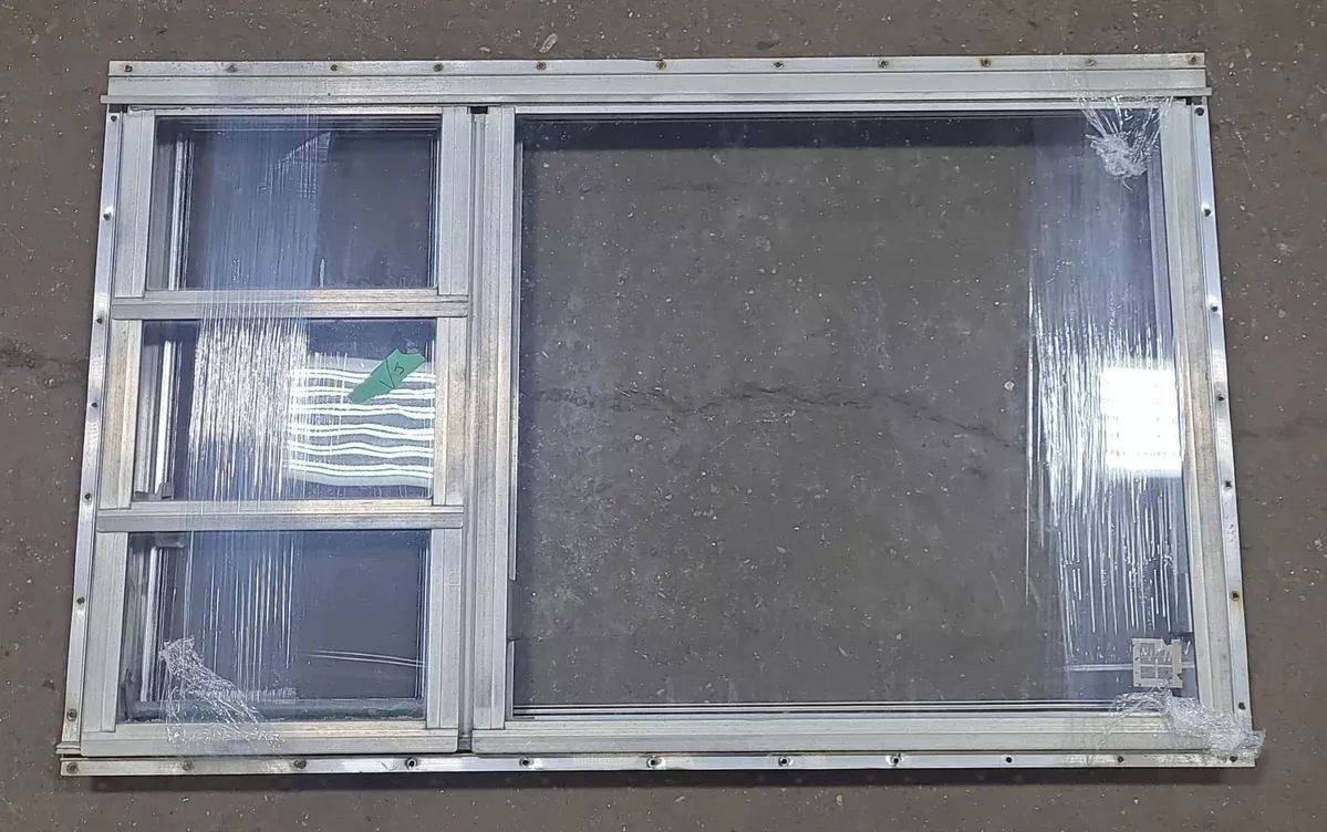 Used Silver Square Emergency Opening Window: 35 5/8 ” X 21 3/4 ” X 1 1/2 ” D