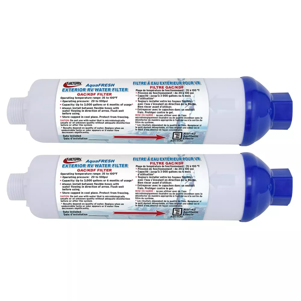 Valterra A01-1132VP Aqua Fresh In-Line Fresh Water Filter - 2Pk