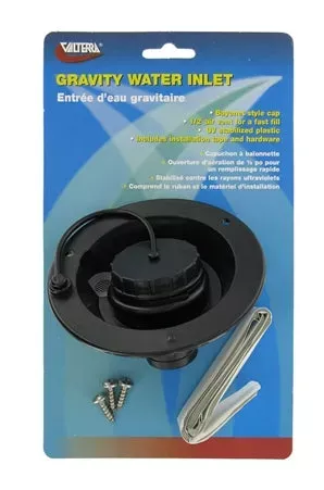 Valterra A01-2003BKVP Gravity Water Inlet – Black (Carded)