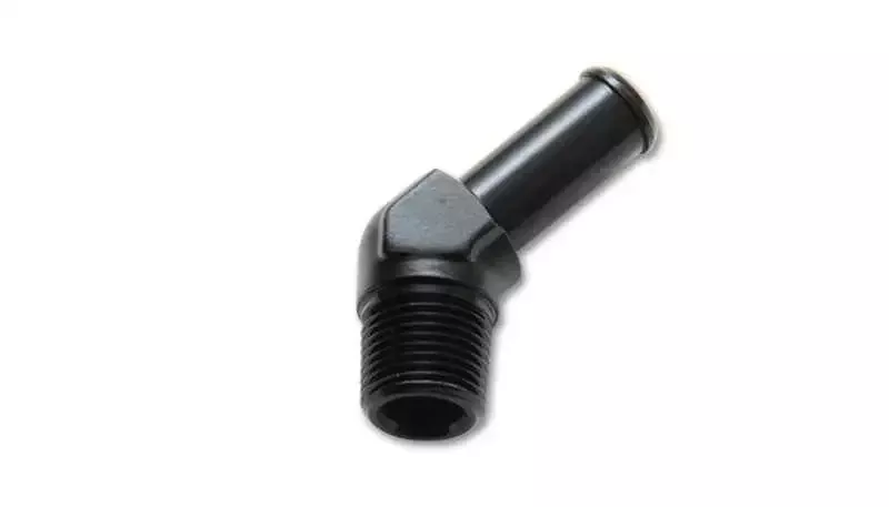Vibrant 1/2 NPT to 5/8in Barb Straight Fitting 45 Deg Adapter – Aluminum