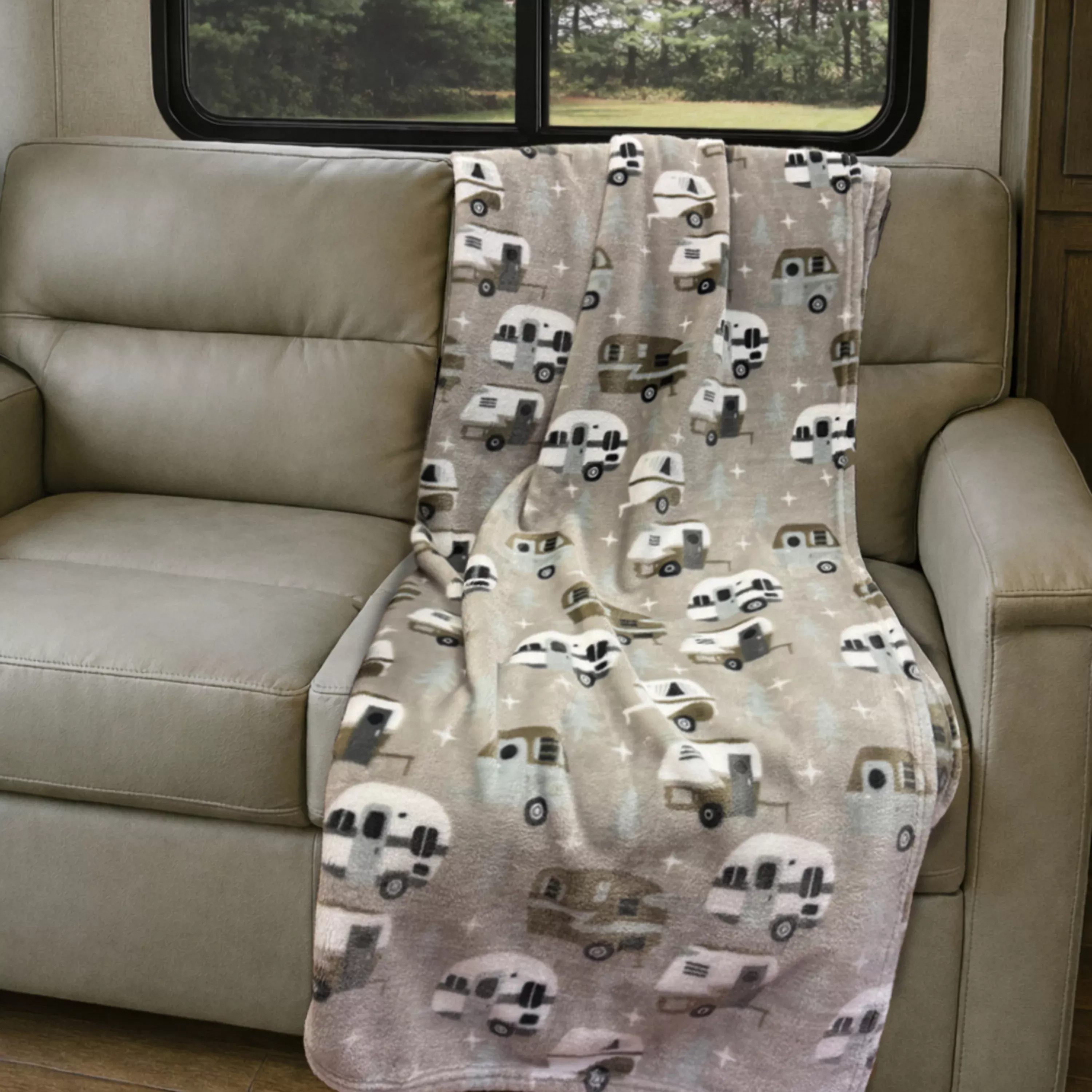 Wander & Rest™ Throw Blanket - Happy Camper Design, Tan, 50" x 72" #2024121154