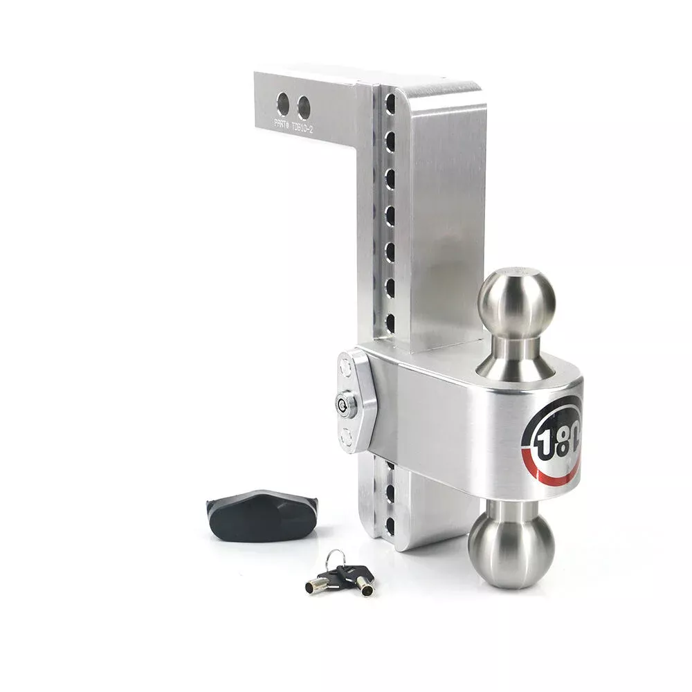 Weigh Safe 180 Hitch – Drop Hitch w/SS Combo Ball – 10″ Drop for 2″ Shank