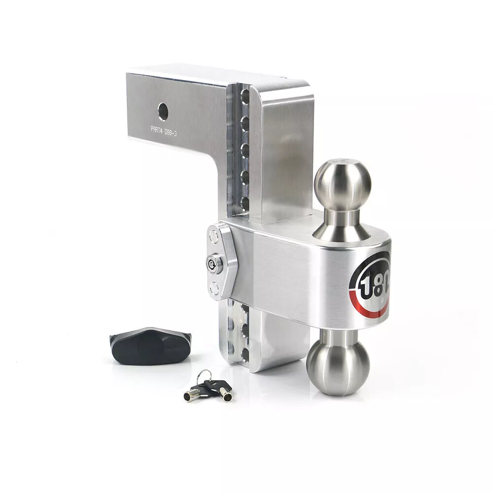 Weigh Safe 180 Hitch – Drop Hitch w/SS Combo Ball –8″ Drop for 3″ Shank