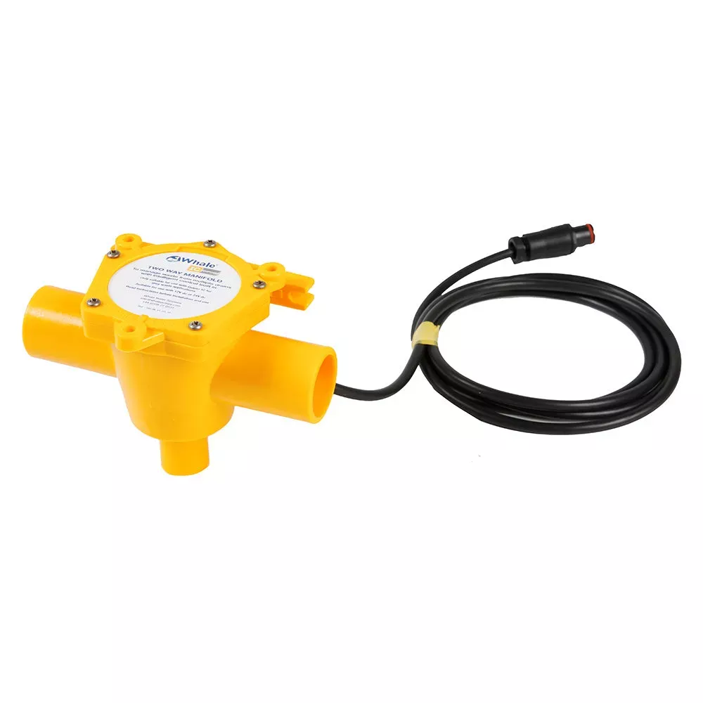 Whale WM3884B 2-Way Waste Manifold 12′ Cable 1-1/2 ” Ports