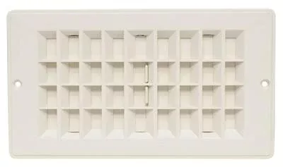 White Rotating Heat and A/C Register (5" ID, 1-1/8" Collar Extension)