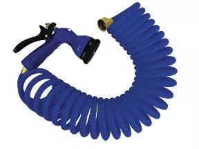 Whitecap P0440B Coiled Hose with Adjustable Nozzle – 15′, Blue P-0440B