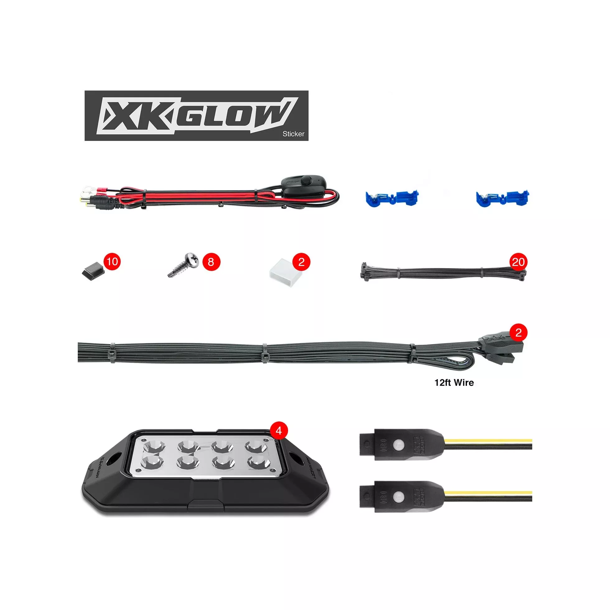 XK GLOW 4PC RGB ROCK LIGHT - 653-0045